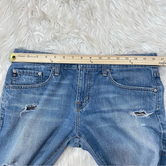 AG Adriano Jeans Ex-Boyfriend Crop Jeans Mid Rise Size 28 Light Wash Distressed - Picture 16 of 16